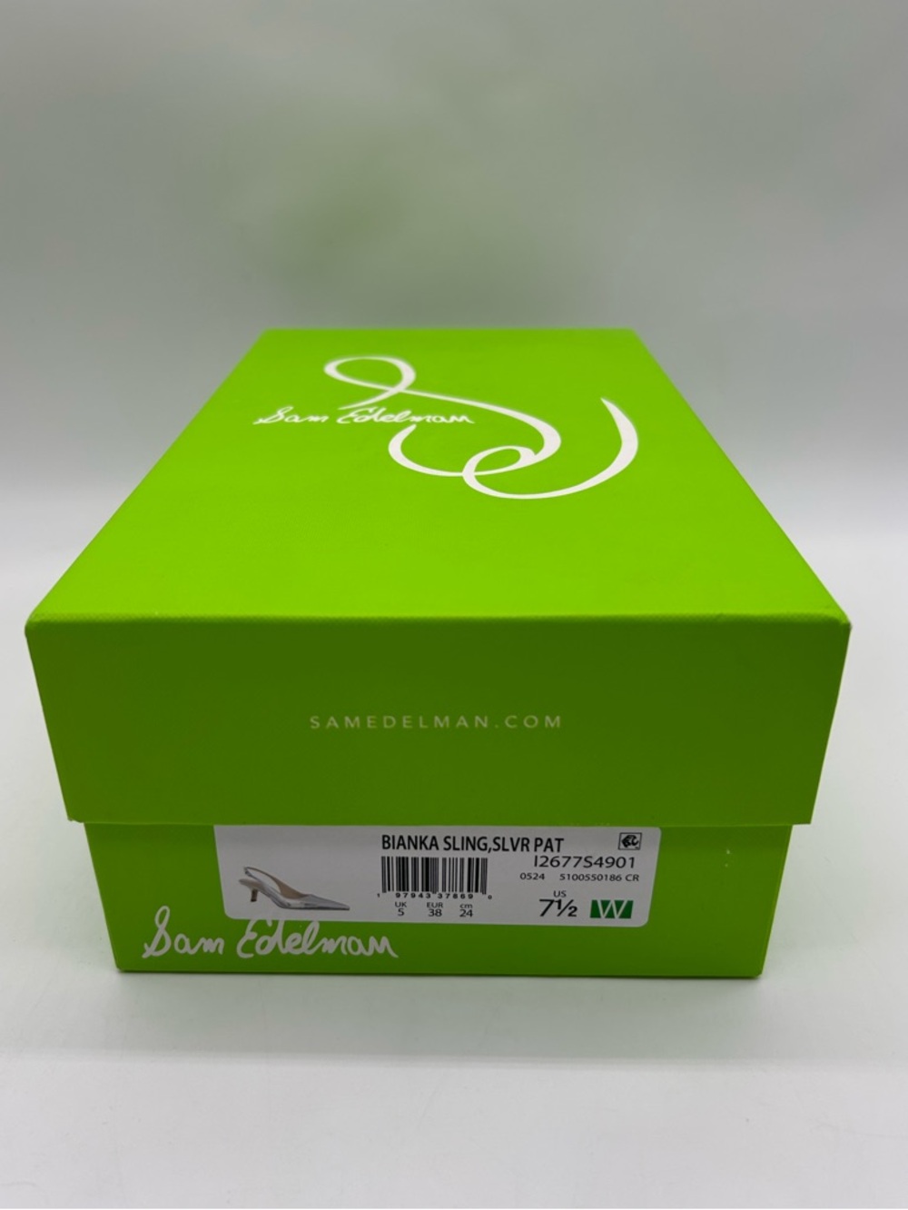 Sam Edelman Bianka Silver Slingback Heels Patent Pointed Toe Kitten Heel 7.5W - Picture 12 of 13